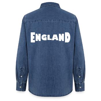 England - Frauen Jeanshemd Organic von Stanley/Stella - verwaschenes Mittelblau  - Hinten - AI Model Female 172 light (172cm)