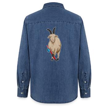 Croquant de hockey sur gazon Goat - Chemise en denim femme bio Stanley/Stella - bleu moyen délavé  - Dos - AI Model Female 172 light (172cm)