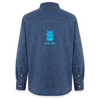 Stay Soft Quokka Design - Chemise en denim femme bio Stanley/Stella - bleu moyen délavé  - Dos - AI Model Female 172 light (172cm)