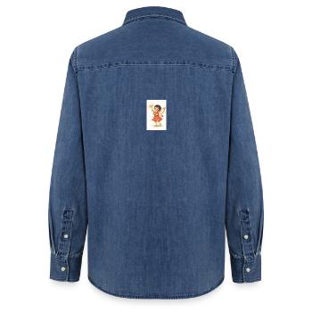 Daisy Fee mit Blume - Frauen Jeanshemd Organic von Stanley/Stella - verwaschenes Mittelblau  - Hinten - AI Model Female 172 light (172cm)