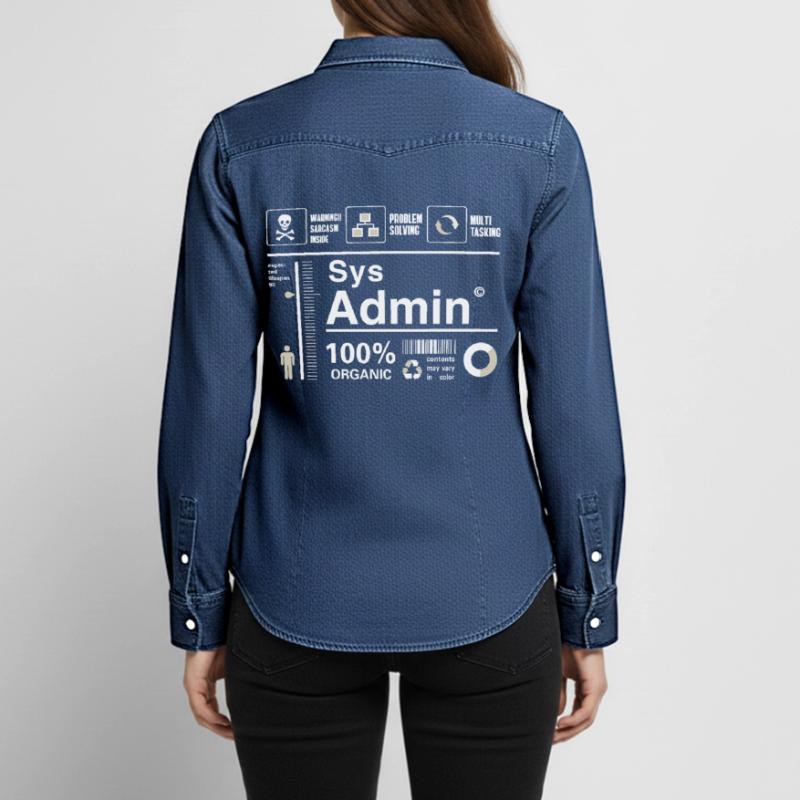 Sys Admin Programming Computer Nerd pc Board cpu Women’s Organic Denim Shirt by Stanley/Stella