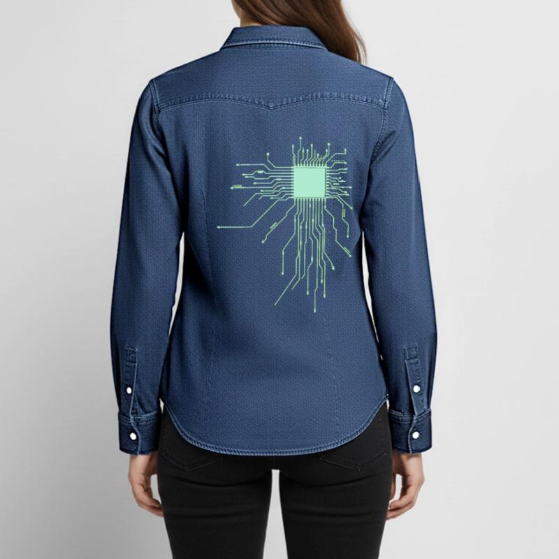 board core cpu computer nerd pc humor geek code Women’s Organic Denim Shirt by Stanley/Stella