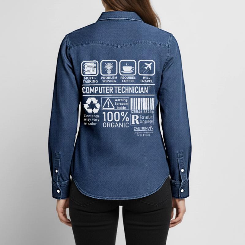 Computer Technician multi tasking problem solving Women’s Organic Denim Shirt by Stanley/Stella