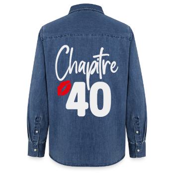 Kapitel 40 Geburtstagsgeschenk Frau 40 Jahre - Frauen Jeanshemd Organic von Stanley/Stella - verwaschenes Mittelblau  - Hinten - AI Model Female 172 light (172cm)