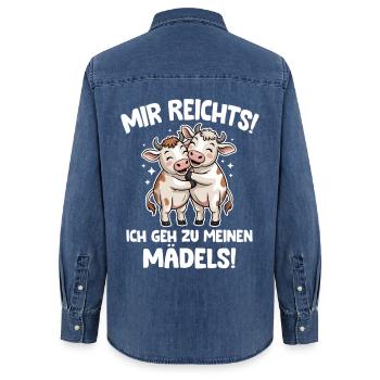 Fermier j’en ai assez, je vais voir mes filles - Chemise en denim femme bio Stanley/Stella - bleu moyen délavé  - Dos - AI Model Female 172 light (172cm)