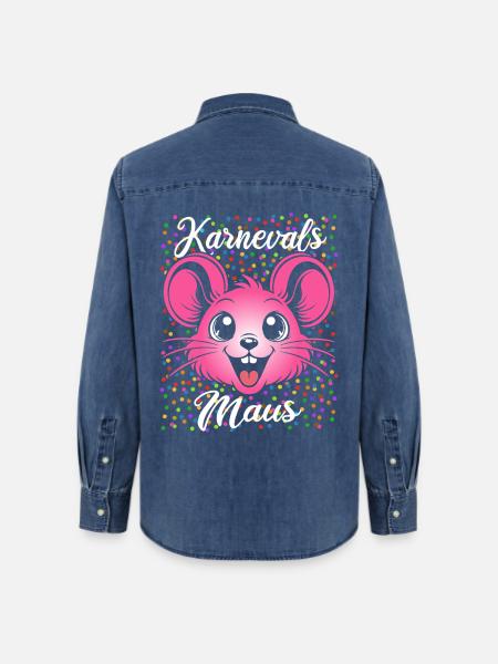 Karnevals Maus | Partner Kostüm Damen - Frauen Jeanshemd Organic von Stanley/Stella - verwaschenes Mittelblau