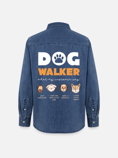 Hundewalker Zitate Kollektion - Frauen Jeanshemd Organic von Stanley/Stella - verwaschenes Mittelblau