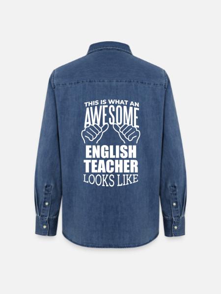 Englisch Englisch Englisch - Frauen Jeanshemd Organic von Stanley/Stella - verwaschenes Mittelblau