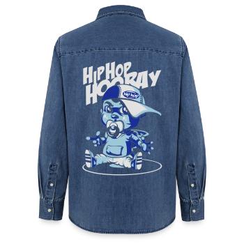 Baby-Hip Hop - Frauen Jeanshemd Organic von Stanley/Stella - verwaschenes Mittelblau  - Hinten - AI Model Female 172 light (172cm)