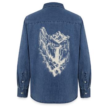 Klettern Alpinklettern Kletterer Geschenk - Frauen Jeanshemd Organic von Stanley/Stella - verwaschenes Mittelblau  - Hinten - AI Model Female 172 light (172cm)