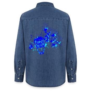 Kopfschuss - Frauen Jeanshemd Organic von Stanley/Stella - verwaschenes Mittelblau  - Hinten - AI Model Female 172 light (172cm)