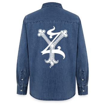 Buchstaben YZ Rapp art - Frauen Jeanshemd Organic von Stanley/Stella - verwaschenes Mittelblau  - Hinten - AI Model Female 172 light (172cm)
