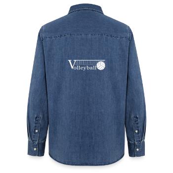 Volleyball - die Sache mit dem Netz. Und drüber. - Frauen Jeanshemd Organic von Stanley/Stella - verwaschenes Mittelblau  - Hinten - AI Model Female 172 light (172cm)