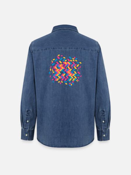 Fischgrätenmuster - Frauen Jeanshemd Organic von Stanley/Stella - verwaschenes Mittelblau 