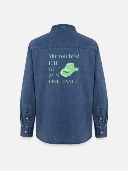 Geschenk: Mir reicht's - Ich geh' zum Line Dance - Frauen Jeanshemd Organic von Stanley/Stella - verwaschenes Mittelblau 