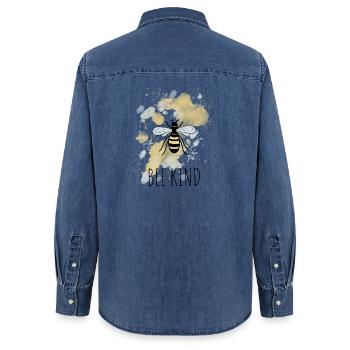 Bee Bee Child - Women’s Organic Denim Shirt by Stanley/Stella - mid washy  - Back - AI Model Female 172 light (172cm)