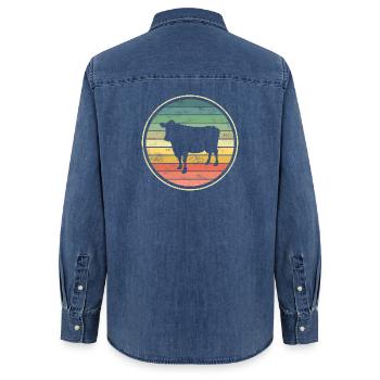Kuh Kühe - Frauen Jeanshemd Organic von Stanley/Stella - verwaschenes Mittelblau  - Hinten - AI Model Female 172 light (172cm)