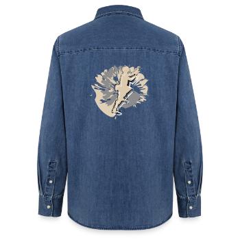 Escalade de la Saint-Valentin pour hommes - Chemise en denim femme bio Stanley/Stella - bleu moyen délavé  - Dos - AI Model Female 172 light (172cm)