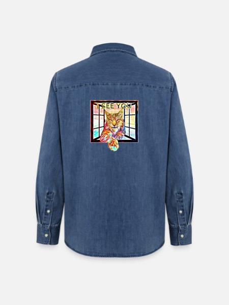 Der Luchs mit seinem Durchblick - Frauen Jeanshemd Organic von Stanley/Stella - verwaschenes Mittelblau 