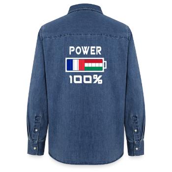 Ungarn und Frankreich Power 100% - Frauen Jeanshemd Organic von Stanley/Stella - verwaschenes Mittelblau  - Hinten - AI Model Female 172 light (172cm)