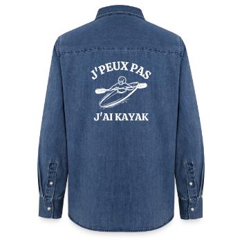 kayak, fan de kayak, canoë-kayak - Chemise en denim femme bio Stanley/Stella - bleu moyen délavé  - Dos - AI Model Female 172 light (172cm)