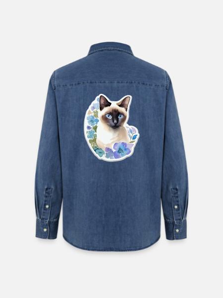 Siamkatze - Frauen Jeanshemd Organic von Stanley/Stella - verwaschenes Mittelblau 