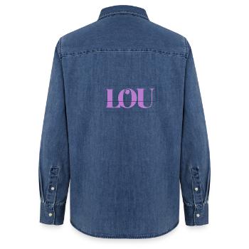 Lou - Frauen Jeanshemd Organic von Stanley/Stella - verwaschenes Mittelblau  - Hinten - AI Model Female 172 light (172cm)
