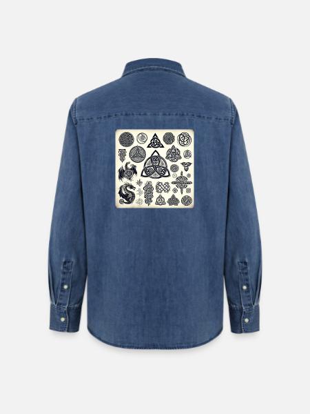 Keltische Symbole - Frauen Jeanshemd Organic von Stanley/Stella - verwaschenes Mittelblau