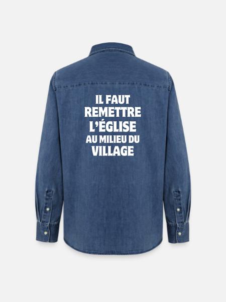 Kirche, Dorf, Priorität - Frauen Jeanshemd Organic von Stanley/Stella - verwaschenes Mittelblau 