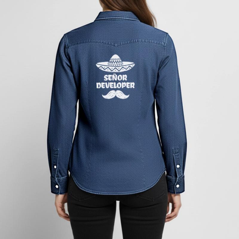 Developer Statement Code Computer Science Geek Scripting Women’s Organic Denim Shirt by Stanley/Stella