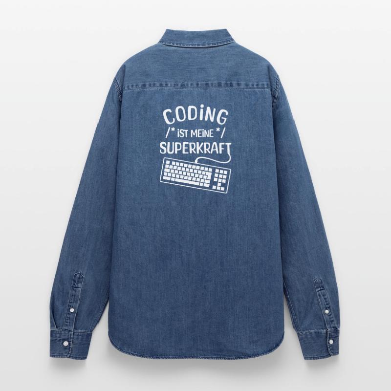 Code Skripting Statement Computerfreak Developer Frauen Jeanshemd Organic von Stanley/Stella