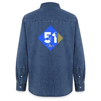 51 - Frauen Jeanshemd Organic von Stanley/Stella - verwaschenes Mittelblau  - Hinten - AI Model Female 172 light (172cm)
