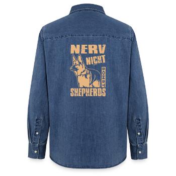 Schäferhund Geschenke Hund Herrchen Gassi - Frauen Jeanshemd Organic von Stanley/Stella - verwaschenes Mittelblau  - Hinten - AI Model Female 172 light (172cm)