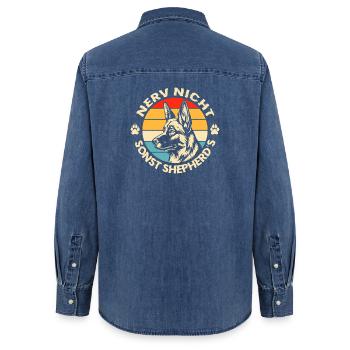 Schäferhund Geschenke Hund Herrchen Gassi - Frauen Jeanshemd Organic von Stanley/Stella - verwaschenes Mittelblau  - Hinten - AI Model Female 172 light (172cm)