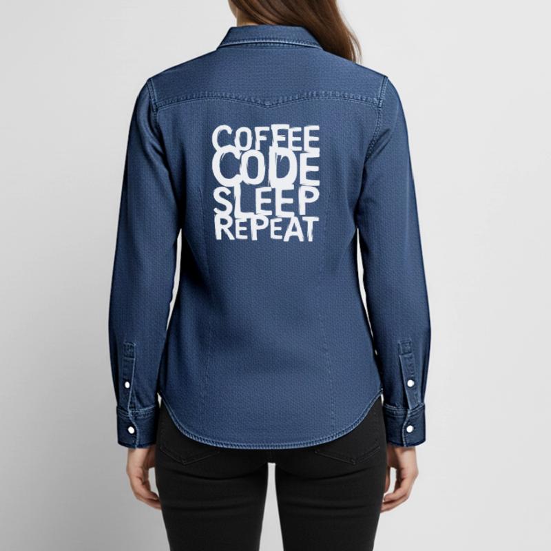 coffee code Programmer - Computer Science Work Logo Women’s Organic Denim Shirt by Stanley/Stella