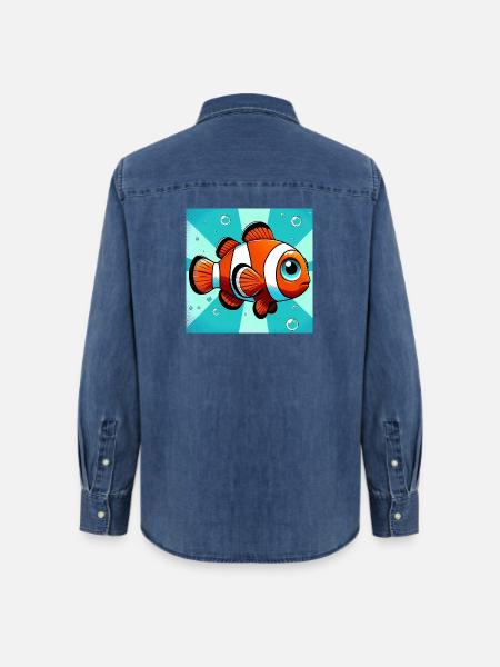Clownfisch - Frauen Jeanshemd Organic von Stanley/Stella - verwaschenes Mittelblau