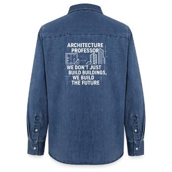 Professeur d’architecture - Chemise en denim femme bio Stanley/Stella - bleu moyen délavé  - Dos - AI Model Female 172 light (172cm)