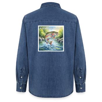 rainbow trout - Women’s Organic Denim Shirt by Stanley/Stella - mid washy  - Back - AI Model Female 172 light (172cm)