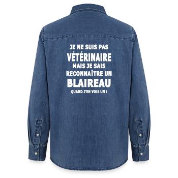 Erkennt einen Dachshumor sarcsme - Frauen Jeanshemd Organic von Stanley/Stella - verwaschenes Mittelblau  - Hinten - AI Model Female 172 light (172cm)
