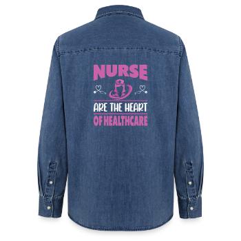 Lustige Krankenschwester Geschenke Krankenpflege Outfits - Frauen Jeanshemd Organic von Stanley/Stella - verwaschenes Mittelblau  - Hinten - AI Model Female 172 light (172cm)