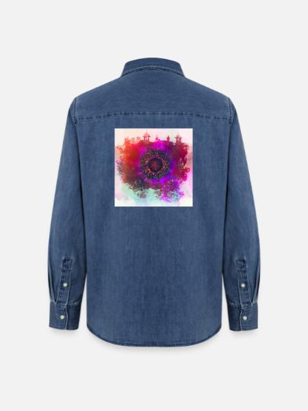Abstract poppy - Frauen Jeanshemd Organic von Stanley/Stella - verwaschenes Mittelblau