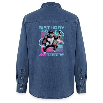 Birthday Gamer VR - Frauen Jeanshemd Organic von Stanley/Stella - verwaschenes Mittelblau  - Hinten - AI Model Female 172 light (172cm)