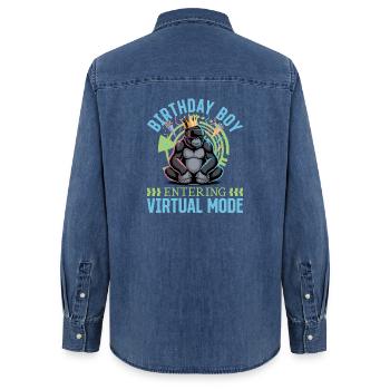 Birthday Gamer VR - Frauen Jeanshemd Organic von Stanley/Stella - verwaschenes Mittelblau  - Hinten - AI Model Female 172 light (172cm)