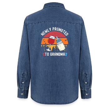 Neu beworbene Granny Funny Kleidung & Accessoires - Frauen Jeanshemd Organic von Stanley/Stella - verwaschenes Mittelblau  - Hinten - AI Model Female 172 light (172cm)