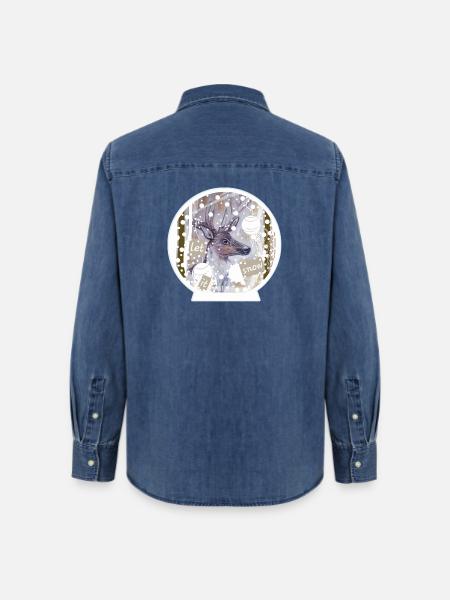 Schneekugel Hirsch - Frauen Jeanshemd Organic von Stanley/Stella - verwaschenes Mittelblau
