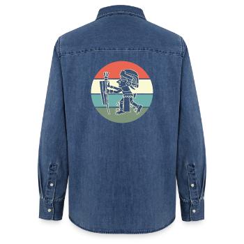 Inca du calendrier maya aztèque - Chemise en denim femme bio Stanley/Stella - bleu moyen délavé  - Dos - AI Model Female 172 light (172cm)