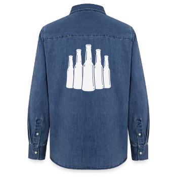 Silhouette des bouteilles de bière - Chemise en denim femme bio Stanley/Stella - bleu moyen délavé  - Dos - AI Model Female 172 light (172cm)