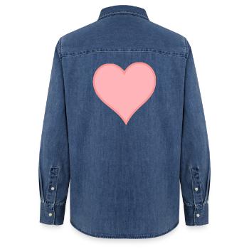 rosa Herz rosa Geschenk Valentinstag - Frauen Jeanshemd Organic von Stanley/Stella - verwaschenes Mittelblau  - Hinten - AI Model Female 172 light (172cm)
