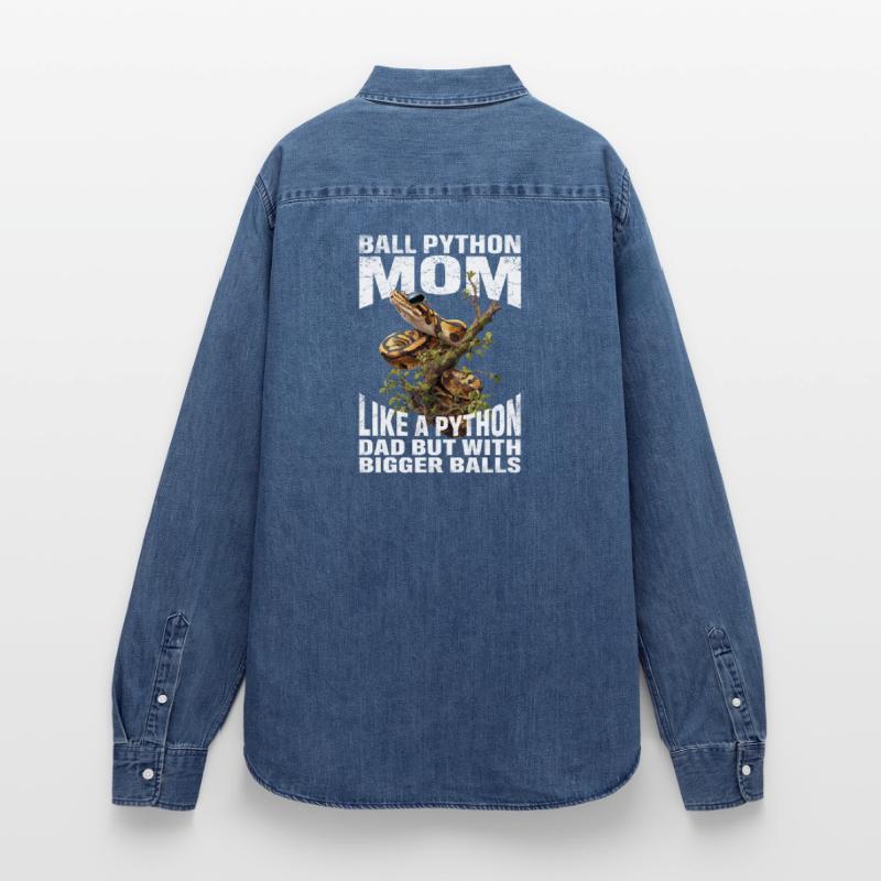 King Python Mom Mom Snakes Terrarium Python Women’s Organic Denim Shirt by Stanley/Stella