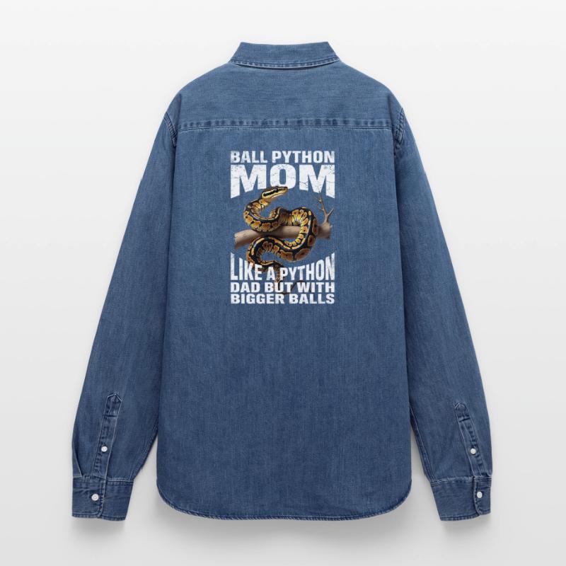 King Python Mom Mom Snakes Terrarium Python Women’s Organic Denim Shirt by Stanley/Stella